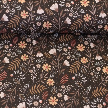 Preview: Calais by Claire’s Creative Forest – Baumwollwebware Blumen dunkelbraun